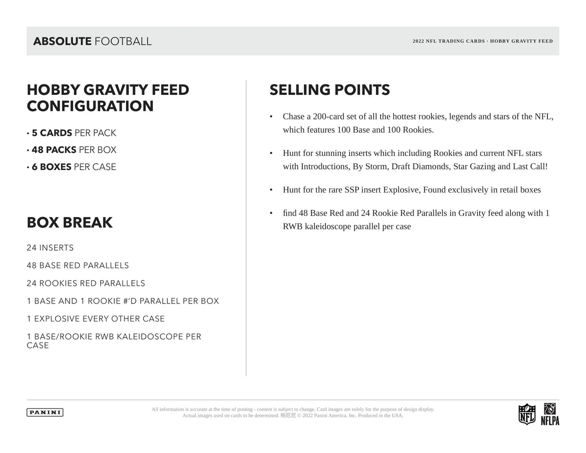 2023 Panini Absolute Football Gravity Feed Box