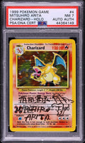 1999 POKEMON BASE SET HOLO CHARIZARD #4 ARITA AUTO AUTH PSA 7