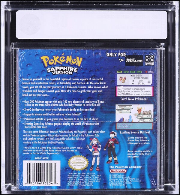 2003 POKEMON SAPPHIRE VERSION NINTENDO GAME BOY ADVANCE GBA VGA 85 SEALED