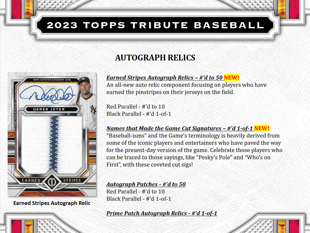 2023 Topps Tribute Baseball Hobby Box