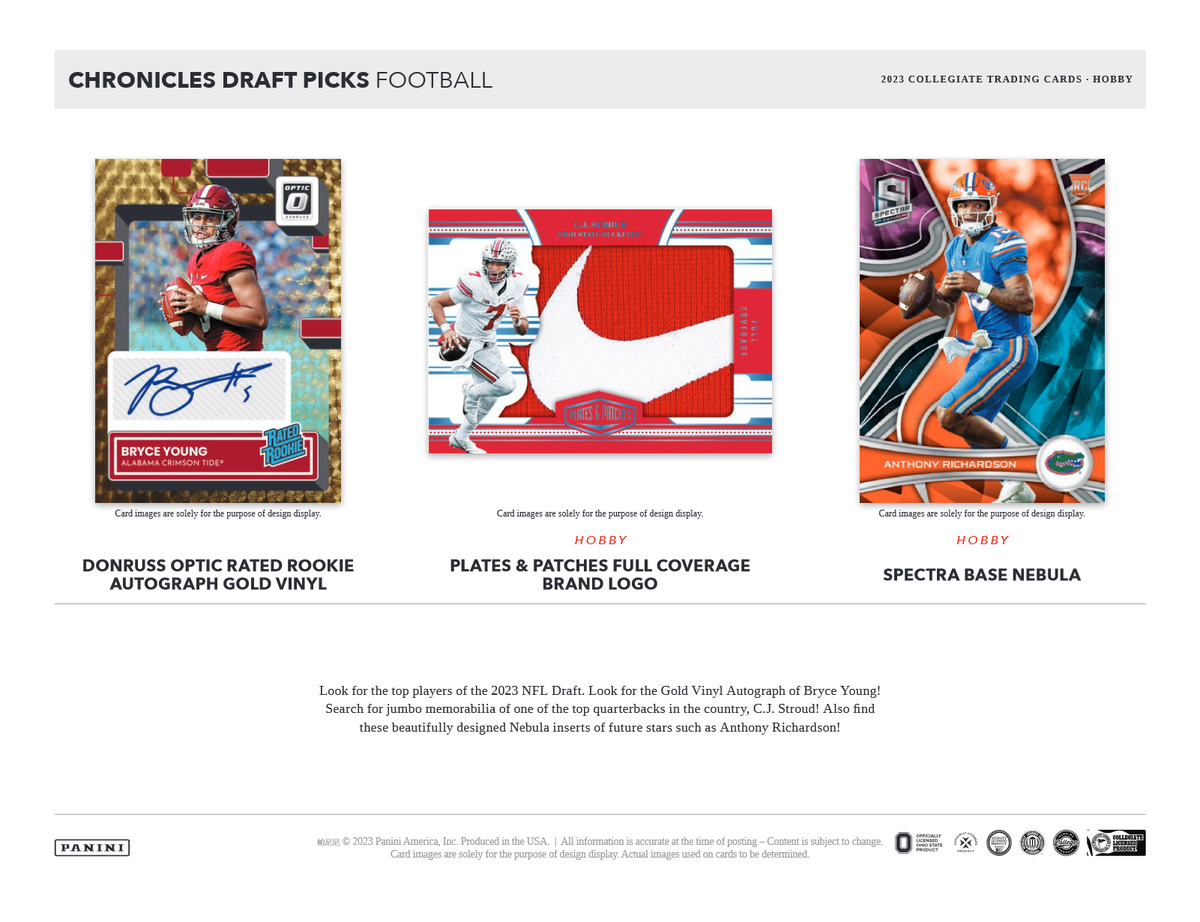2023 Panini Chronicles Draft Picks Football Hobby 16 Box Case