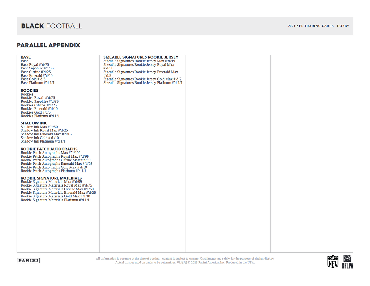 2023 Panini Black Football Hobby 12 Box Case