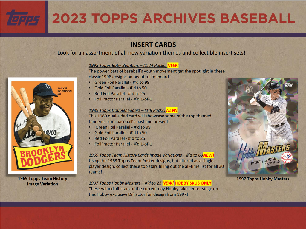 2023 Topps Archives Baseball Hobby 10 Box Case