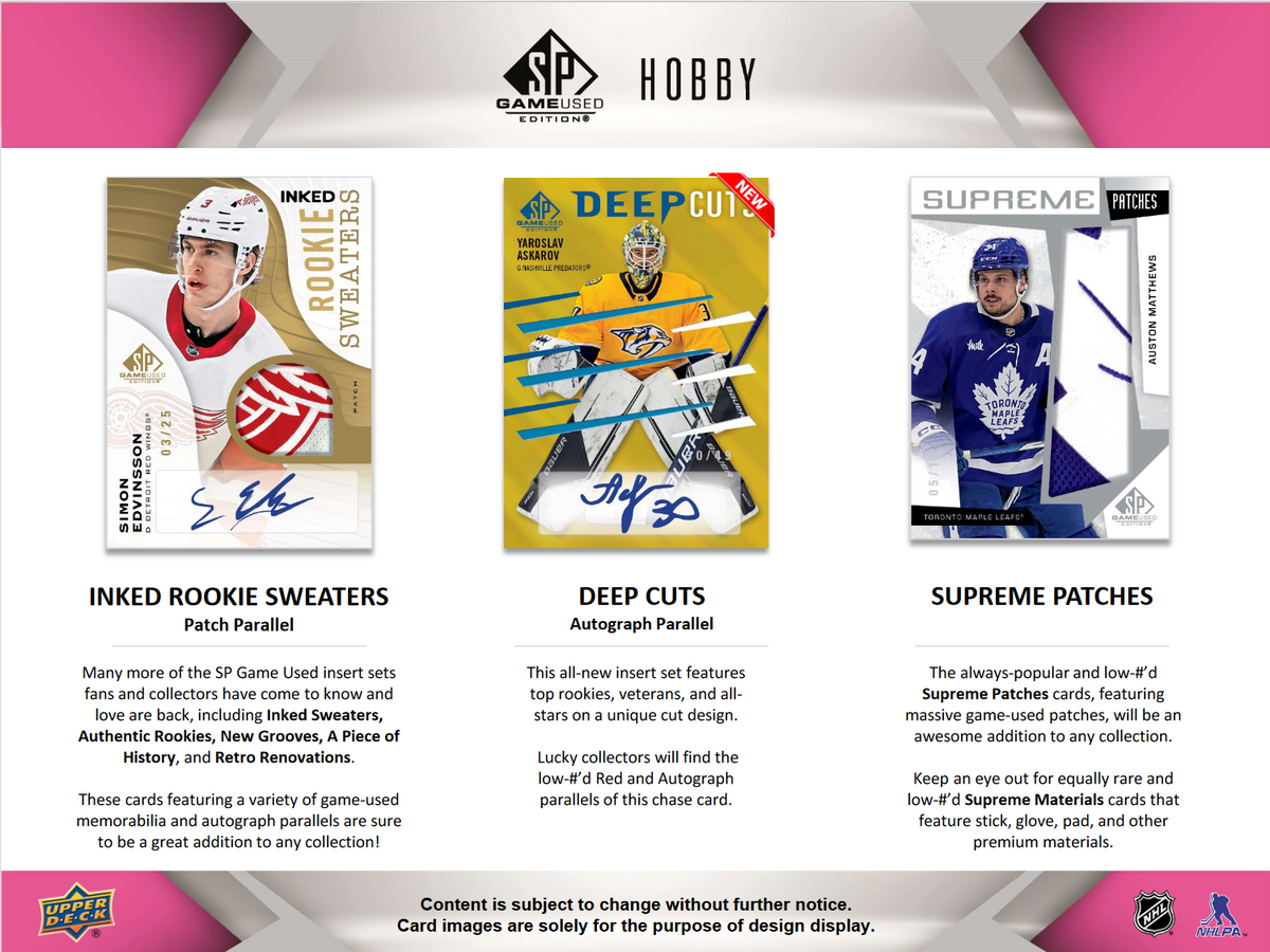 2023-24 Upper Deck SP Game Used Hockey Hobby 18 Box Case